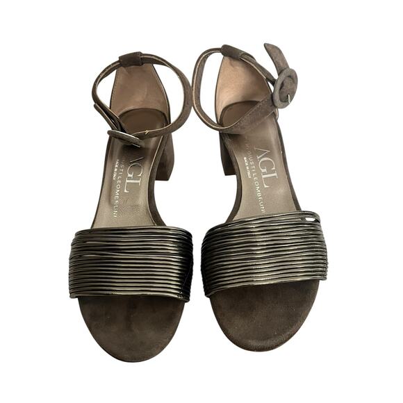 AGL Mary Kate Block Heel Sandals •36.5/ 6.5• Attilio Giusti Leombruni Suede $395 - Picture 2 of 11